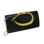 Bold Hardware Accent Faux Leather Evening Clutch Bag Crossbody Bag