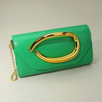 Bold Hardware Accent Faux Leather Evening Clutch Bag Crossbody Bag