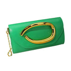Bold Hardware Accent Faux Leather Evening Clutch Bag Crossbody Bag