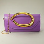 Bold Hardware Accent Faux Leather Evening Clutch Bag Crossbody Bag