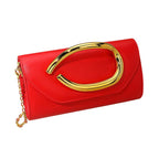 Bold Hardware Accent Faux Leather Evening Clutch Bag Crossbody Bag