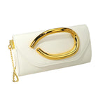 Bold Hardware Accent Faux Leather Evening Clutch Bag Crossbody Bag