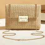 Fashion Crossbody Bags for Women | Simple Straw Shoulder Bag & Women's Lock Closure Bag (Small Square Purse Summer Money Bag)
